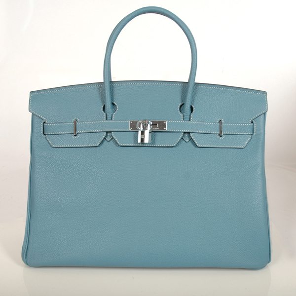 H40BJMBS Hermes Birkin 40cm togo togo pelle in Medium Blue wit